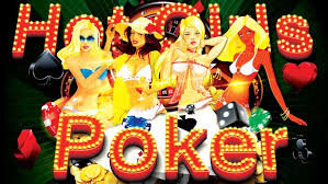 Poster with the caption 'Hot Girls Poker' and four cartoon women