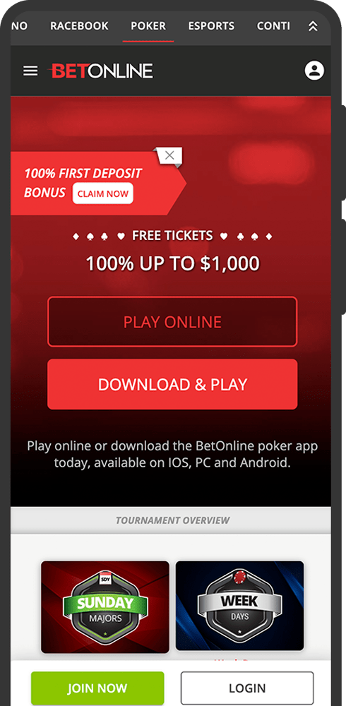 BetOnline Mobile view