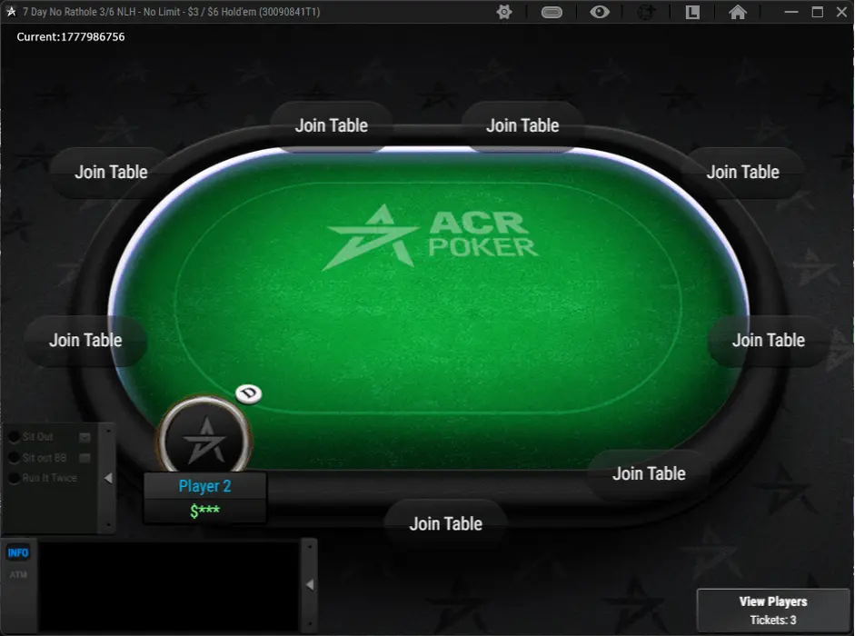 Americas Cardroom online poker table