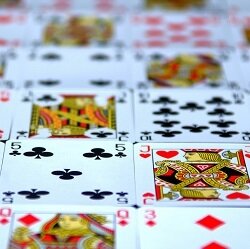 A wide range of playing cards laid out.
