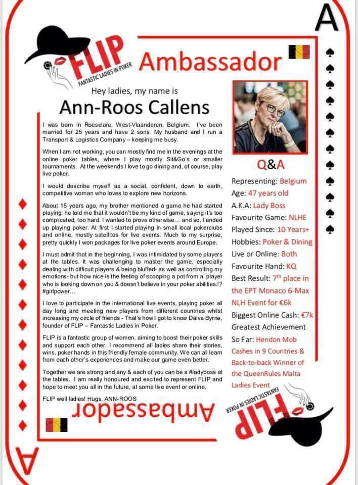 FLIP Ambassador Ann-Roos Callens