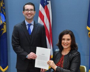 Michigan Rep. Brandt Iden and Governor Gretchen Whitmer