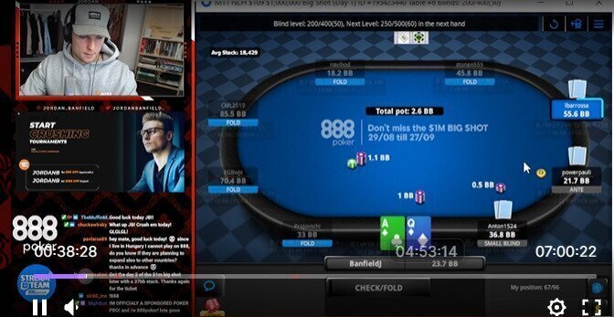 Jordan Banfield on Twitch 888poker