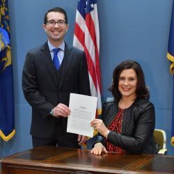 Michigan Rep. Brandt Iden and Governor Gretchen Whitmer