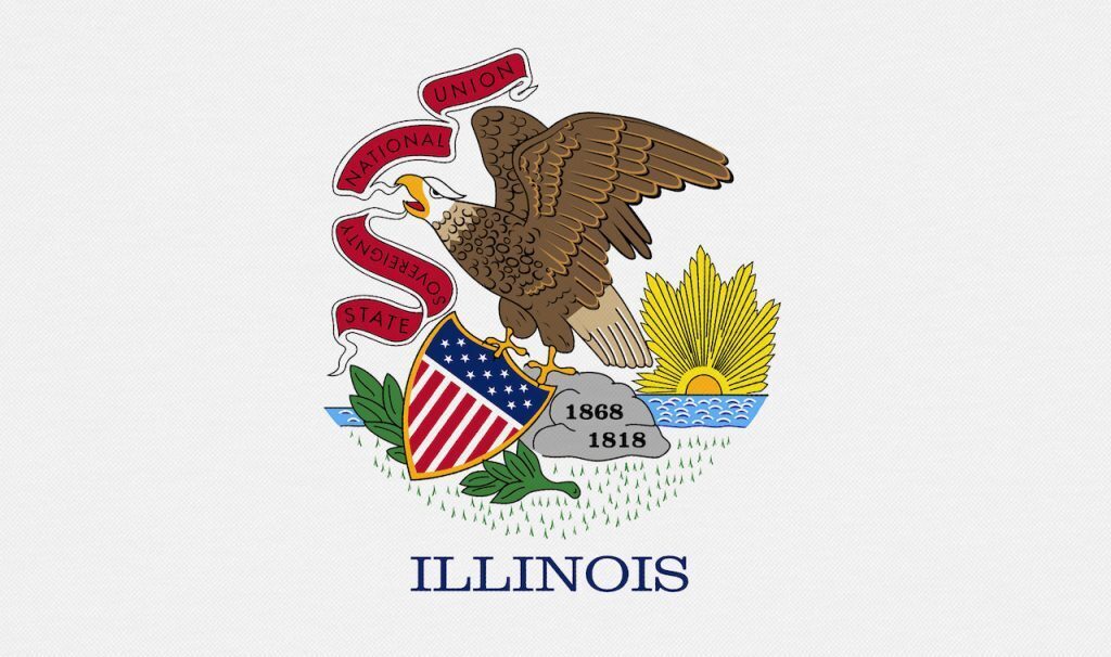 Illinois State Flag With Cloth Texture Background