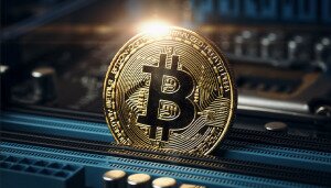 bitcoin with technology background