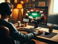 a person playing online poker