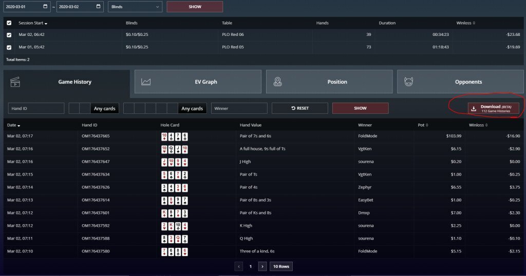 ggpoker hand histories