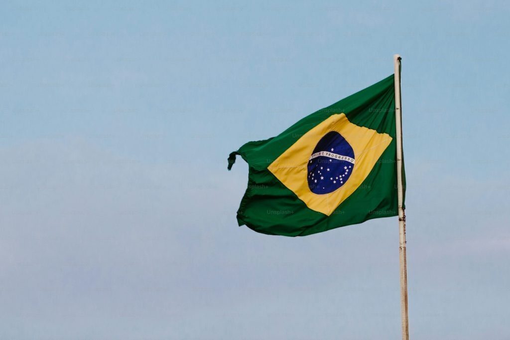 Brazilian flag flapping in the wind