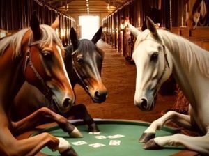 3 Horses playing poker