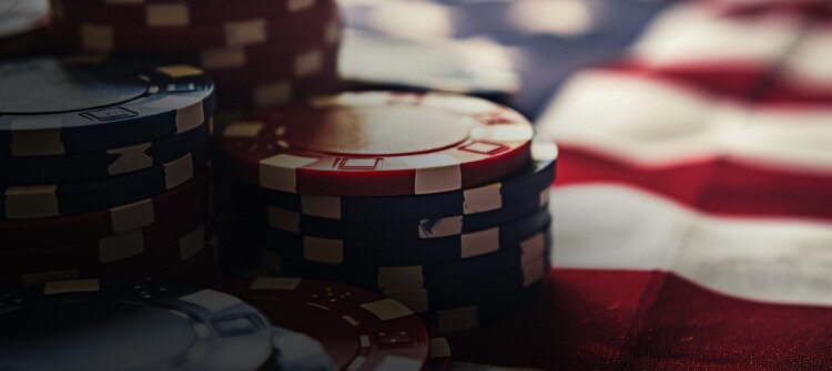 Poker Chips on an American Flag