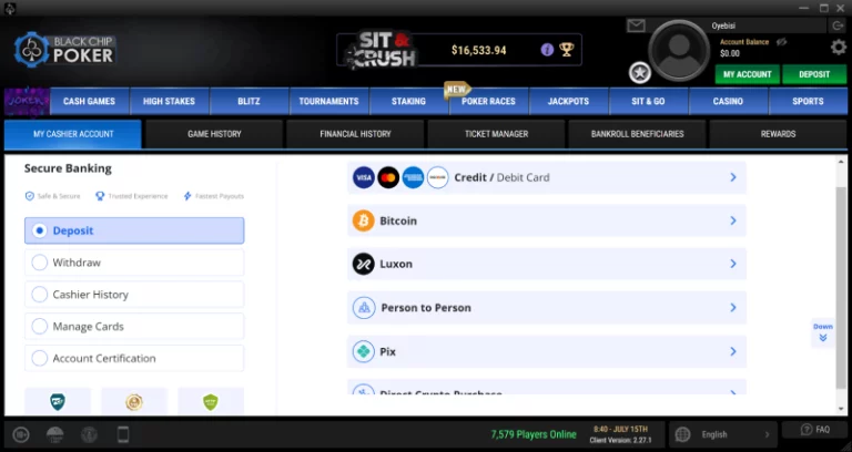 Black Chip Poker Banking Hub