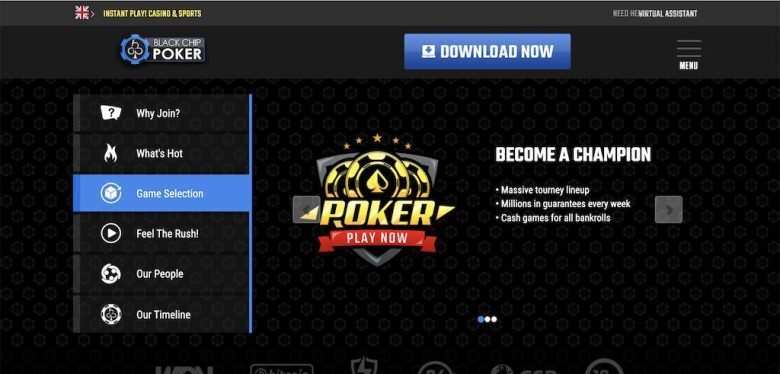 Black Chip Poker Game Selection Menu