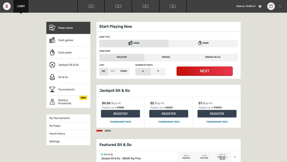 bovada poker games lobby desktop