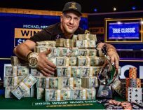 michael mizrachi with stack of cash at WSOP Main Event