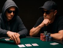A poker player analyzing another players bet sizing tells