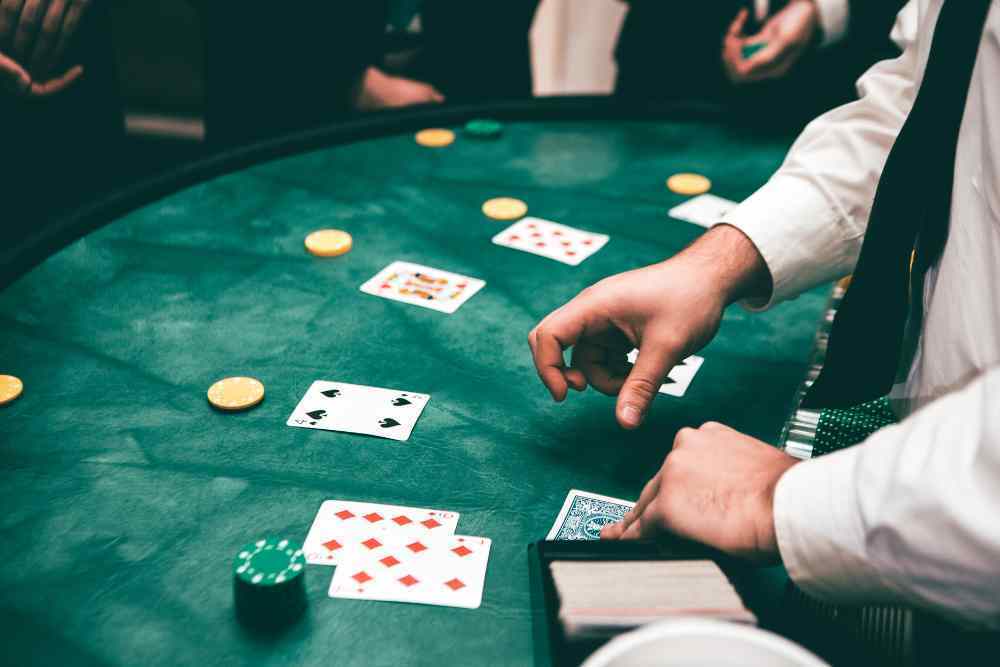 Texas Hold’em cards dealt on a fast-fold poker table