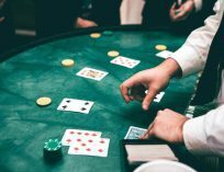 Texas Hold’em cards dealt on a fast-fold poker table