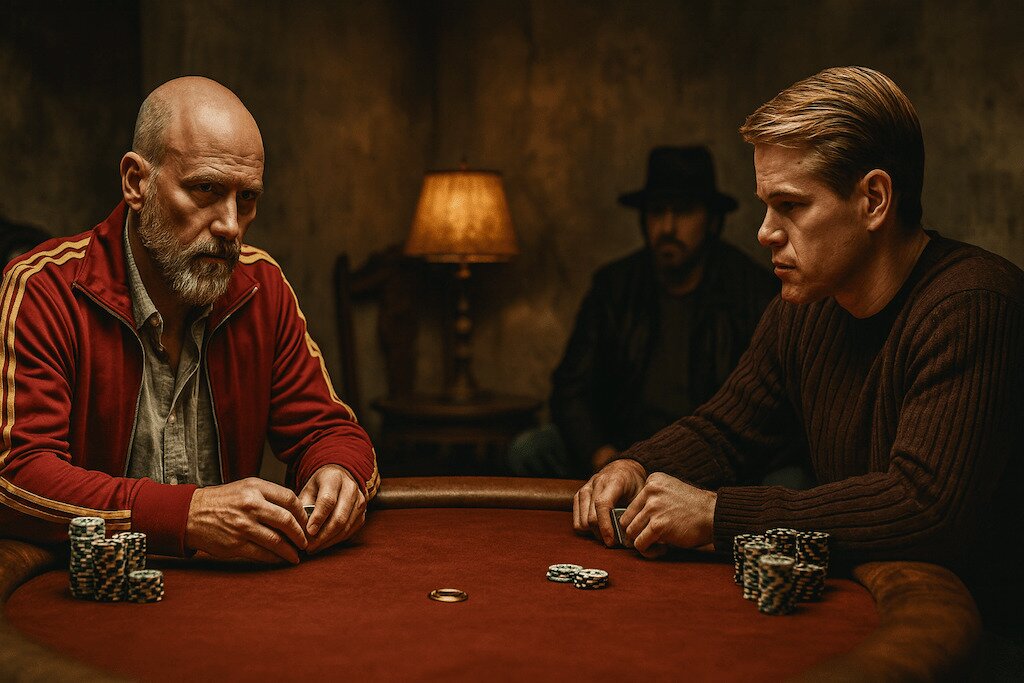 heads up poker image to resemble the famous scene from rounders