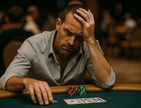 A man who is tilting at the poker table