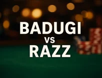badugi vs razz writing in front of a poker background