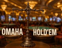 Omaha vs. Hold'em on a scale in a casino