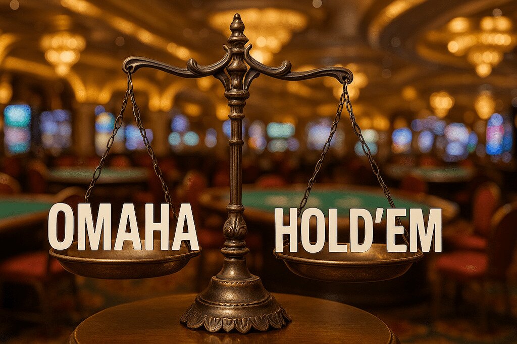 Omaha vs. Hold'em on a scale in a casino