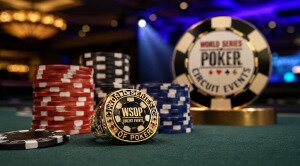 WSOP Circuit gold ring and poker chips representing the 2026 Hard Rock Tulsa series.