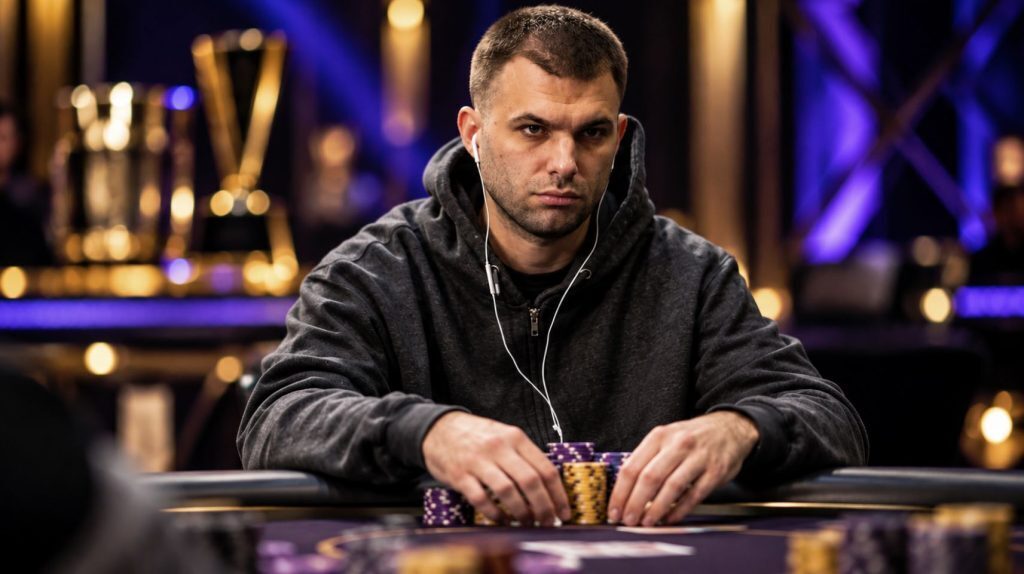 Nicholas “Nicky P” Palma at a poker table with stacks of chips, following his victory over Adrian Mateos in 2026 Poker Masters Event #2.