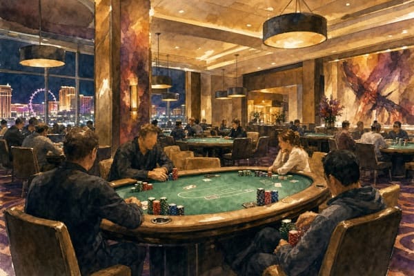 Illustration of the ARIA Las Vegas poker room
